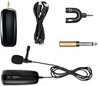MILISTEN 5pcs Wireless Lavalier Microphone System for Computer Rechargeable Wireless Lapel Clip- on