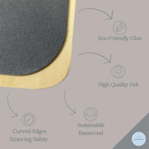 KiddiRedi® Wooden Balance Board Montessori Wobble Sensory Feeling Toddler Kids Adults Curvy Seesaw Swing Learning Development Health Physical Education Toy Free Felt Toy Play Autism ADHD (DarkGrey) - Image 3
