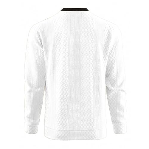 Men's Quilted Sweatshirt Casual Long Sleeve Stand Collar Quarter Button Knitted Pullover Sweatshirts2