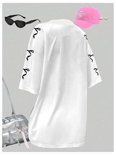 Image of RoseSeek Girl's Jersey Y2K Oversized Graphic Number Print Tops V Neck Short Sleeve T Shirt Hip Pop Tee Streetwear