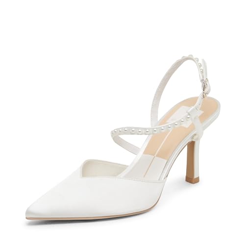 Dolce Vita Women's, KAMRA Pearl True White Satin, 8, Medium