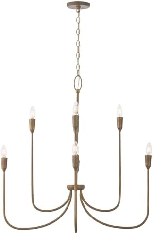 Capital Lighting 456881MZ Marley Artisan Style Chandelier with Unique Curvature Arms, 8-Light 480 Total Watts, 33" H x 33" W, Mystic Bronze