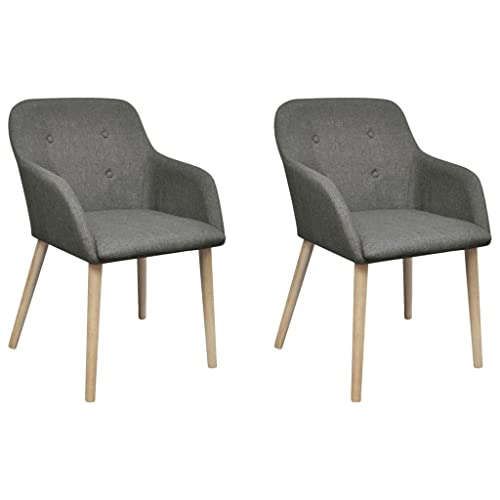 Nqyjm Sillas de Comedor 2 uds Tela y Madera Maciza Roble Gris Claro Sillas de Comedor de Cocina Modernas Sillas Cocina Nórdico