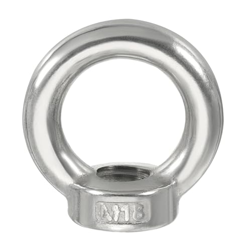 PATIKIL Lifting Eye Nut M18, 1Pcs 304 Stainless Steel Female Thread Nuts Fastener Shoulder Metric Ring for Marine