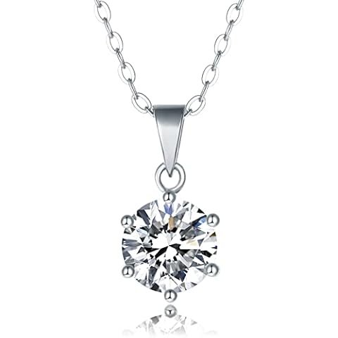 IMOLOVE Moissanite Solitaire Pendant Necklaces for Women Sterling Silver with 18K White Gold Plated 1 Carat D Color VVS1 Clarity Mossanite Jewelry for Girls, Gold Plated, No Gemstone Cover