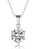 IMOLOVE Moissanite Solitaire Pendant Necklaces for Women Sterling Silver with 18K White Gold Plated 2 Carat D Color VVS1 Clarity Mossanite Jewelry for Women