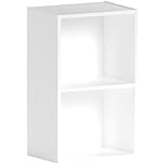 Vida Designs Oxford 2 Tier Cube Bookcase, White Wooden Shelving Display Storage Unit Office Living Room Furniture