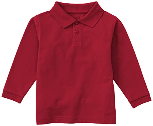 Image of CLASSROOM Little Boys' Uniform Long Sleeve Pique Polo Shirt | Reinforced Shoulder Seams, Double-Needle Hem, Durable Everyday School Uniform Wear