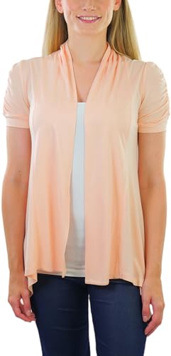 Image of ToBeInStyle Womens Open Front Casual Shrug Lightweight Layering Cardigan Sleeveless or Short Sleeve