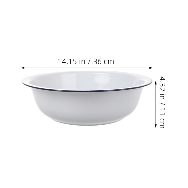 Tazón esmaltado retro blanco vintage 36 cm miniatura 3