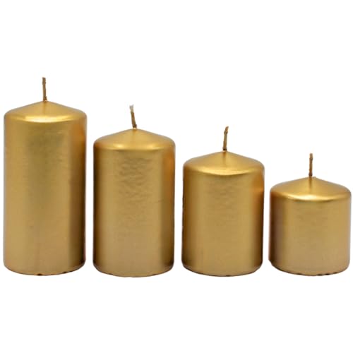 4er Set gestufte Stumpenkerze, Adventskerzen, Adventskranzkerzen,...