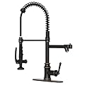RUMOSE Oil Rubbed Bronze Kitchen Faucets with Pull Down Sprayer 360° Swivel Kitchen Faucet Commercial Double Head Faucet with Pot Filler, Brass Dual Kitchen Sink Faucet with Deck Plate