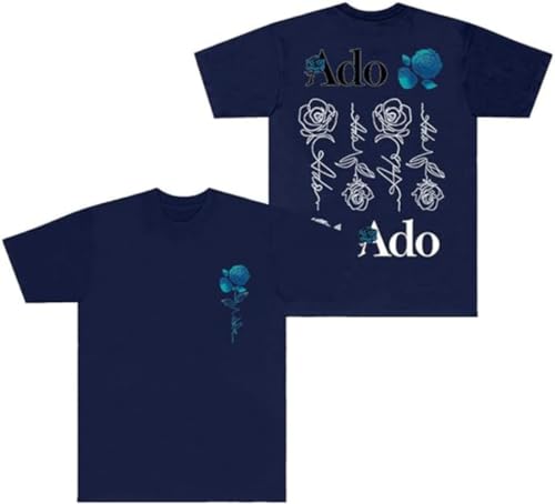 Image of RYSXJLX ADO The First World Tour 2024 Wish T-Shirt Women Men Blue Rose Fashion Summer Short Sleeve (XL,Navy)