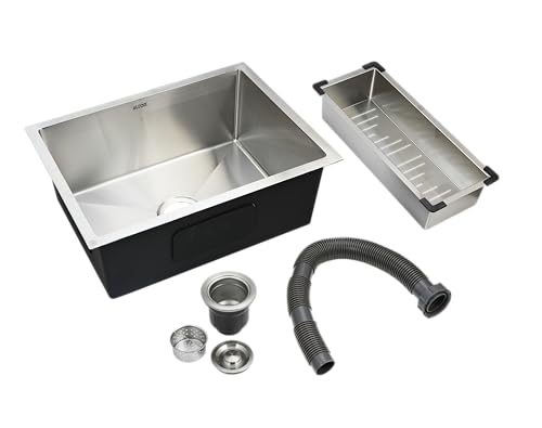 Image of ALTON HMS25005, SS-304 Grade, 24x18x9 INCH, Handmade Single Bowl Sink, Matte