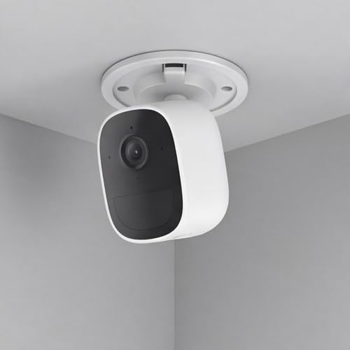 Image of CCTV Camera Holder, Wall Mount Stand for Home Surveillance, Drill-Free Installation for Renters, White Plastic Material with 56mm Dimensions