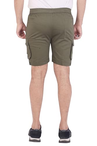 Image of Men Cotton Regular Fit Solid Short | 2 Zipper Pocket | 3 Button Pockets | Versatile Half Pants for Everyday -