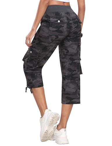 MoFiz Womens Capris Summer Cargo Shorts Lightweight Quick Dry Athletic