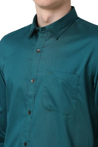 Image of Peter England Men's Slim Fit Full Sleeve Casual Shirt in Twill Weave Cotton