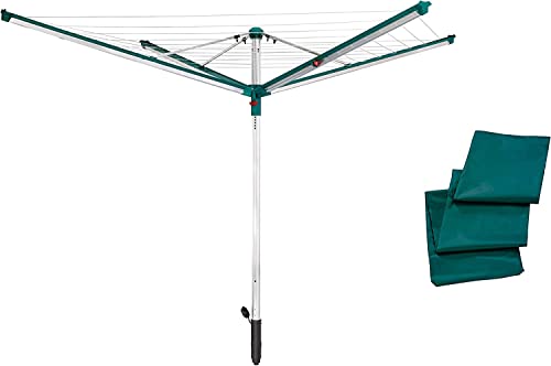 Leifheit Séchoir parapluie Linomatic 400 Deluxe, étendoir parapluie grande surface d'étendage, séchoir à linge solide et résistant, Easy-lift