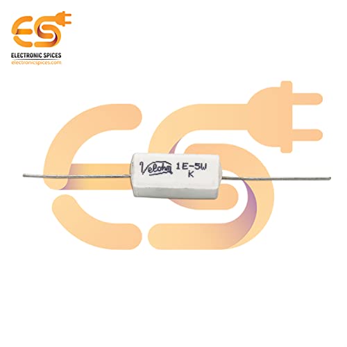 Image of 1 Ohm (Ω) 5 Watt Fusible Ceramic Cement Power Resistor Pack of 5pcs