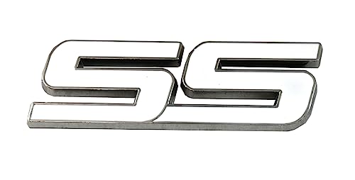 Image of 1Pc Metal SS Front Door SS Emblem Car Badge Sticker Decals Replacement for Chevy Camaro 06-10 (White)