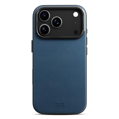Image of DailyObjects Leatherite Case for iPhone 17 Pro Compatible with MagSafe Wireless Charging | Navy Blue-Gey Hybrid Magnetic Back Cover