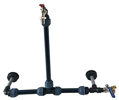 IBC Verbindungssets für 1-3 Wassertanks inkl. 1/2" Schwanenhals; mit oder ohne 1/2" Containerauslaufhahn, Größe: 2 Container mit Auslaufhahn Cover