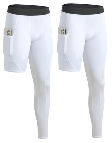 Valcatch One Leg Compression Tights Full Length Pants for Basketball Single Leg Sports Base Layer Leggings for Men Youths Boy