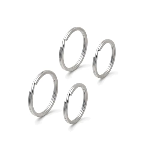 Flickzo 316 Stainless Steel Key Rings 4 Pack (21.18in & 21.37in) Rustproof Heavy Duty Split Rings for Car Keys Dog Tags Diving Boating Outdoor Pool Lab DIY Crafts