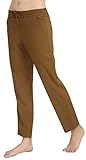 Marycrafts Women's Casual Summer Beach Lounge Tapered Pull On Pants L Caramel