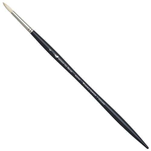 Winsor & Newton Artists' Oil Hog Paint Brush, Long Handle Size 4, Round
