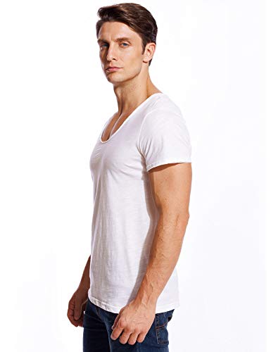 V Neck T Shirts Mens Scoop Neck Short Sleeve Slim Fit Basic Tee Casual Top