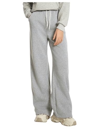 SHENHE Girl's Wide Leg Loose Sweatpants Open Bottom Atheltic Casual Baggy Sweat Pants