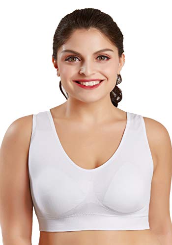 COCO TOE® Mujer Sujetador Deportivo Tallas Grandes Push Up Bustier para Fitness Yoga Sin Mangas Transpirable Cómodo (XXXXXL, White)