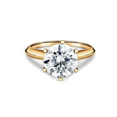 ISAAC WOLF Solid 18k Gold 2 Carats Moissanite Round Cut Solitaire Rings For Women
