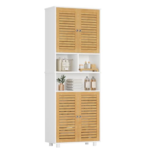 FORABAMB Badezimmerschrank hoch, Badezimmer Hochschrank mit 3 offenen...