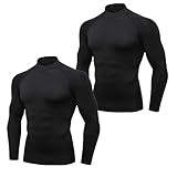 [EZATING] コンプレッション トップス メンズ ハイネック [伸縮性・UVカット・吸汗速乾] スポーツインナー アンダーウェア クールインナー 長袖 ランニング オールシーズン