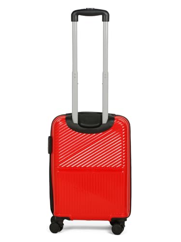 Image of Teakwood Small Size 8 Wheels Trolley Bag, Hard Cabin with Zipper Closure, Adjustable Push Button & Cross Side Strap, Number Lock System 360 Degree (Small, Red)