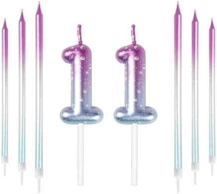 11st Birthday Candles, Number 11 Candle, Blue Candles, Birthday Candle ...