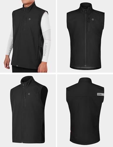 Image of Men's Windproof Vest Lightweight Casual Fleece-lined Softshell Sleeveless Jacket for Travel Hiking Running Golf