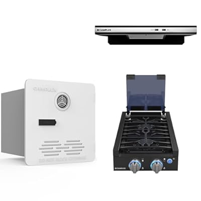 CAMPLUX 12 Inches RV Gas Cooktop and 22 Inches RV Range Hood Combo, RV Tankless Water Heater Elite Series