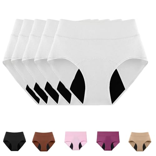 JohSahn Fluxe 100% Leak-Proof Underwear That Wont Let You Down for Women Leakproof Discreet Absorbent (White Large)