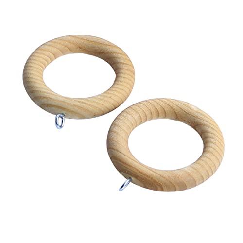 Levemolo 2Pcs Wooden Curtain Rings with Hooks Roman Lifting Ring Clasp Fittings for Drapery and Curtains Hanging Rings for Home Decor