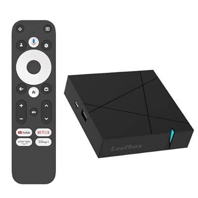 Leelbox-tech - Android TV Box - 4K Ultra HD Streaming Media Player 4GB RAM 32GB Memoria Smart TV Box- - Chromecast Built-in - Compatible con la Asistencia Vocal Google - Dolby Atmos & Dolby Vision - WiFi 6 Negro