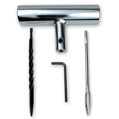 Image of TYK Industries Metal T-Handle Split Eye Needle Tire Plug Repair Tool with Hardened Steel Spiral Tire Reamer and Allen Wrench