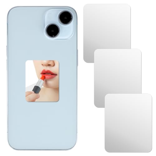 3 PCS Mirror Decal for Phone Mirror Stick on Phone Case Back Rectangle Mirrors Smartphone Charm Acrylic Make up Mirrors Stickers for Cellphone Case Back(Tear Off The Protective Film)