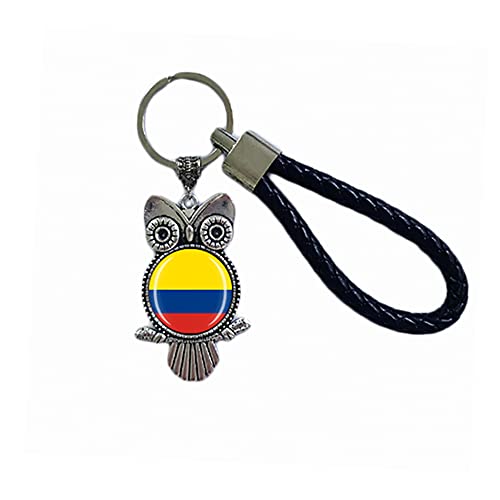 Llavero de bandera de Colombia, regalo de recuerdo, llavero con colgante de búho para hombres y mujeres, Colombia, 18 CM (7.09")