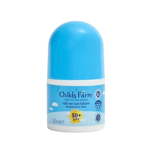 Childs Farm Kids & Baby Sun Lotion Roll-On SPF 50+ | UVA & UVB Very High Protection | Extra Water Resistant | Fragrance Free | Suitable for Dry Sensitive Skin 50ml