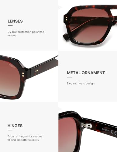 Image of SOJOS Retro Polarized Aviator Sunglasses Womens Mens SJ2385