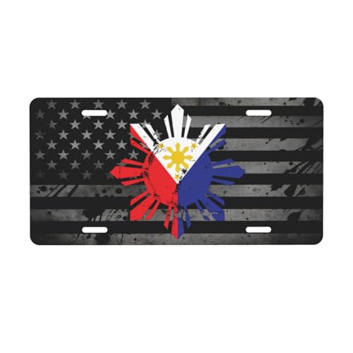 YOLADSUME Stars and Sun Filipino Philippines Flag 6" X 12" in License Plate Funny Novelty Aluminum Metal Front License Plate for Men Women